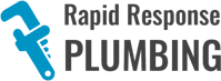 A green background with the words rapid response plumbing written in black.