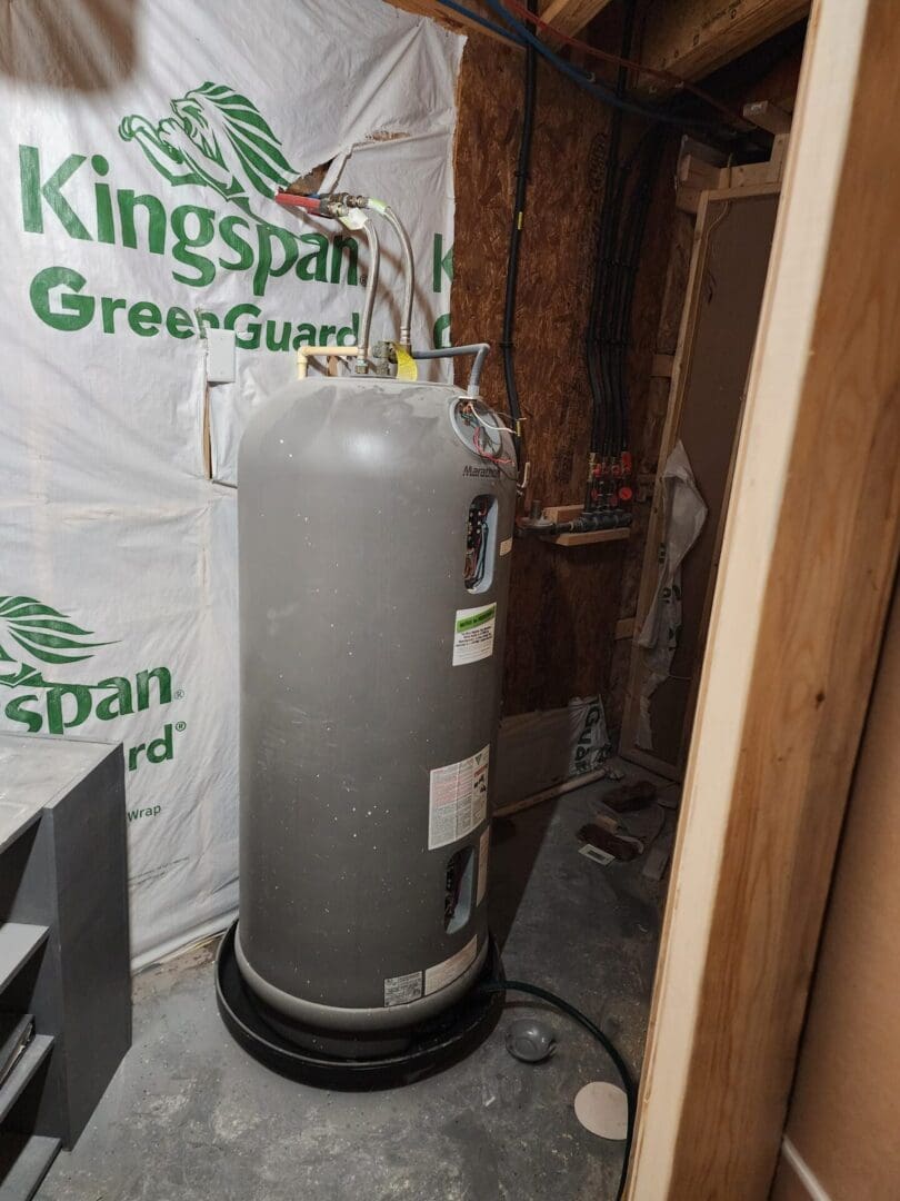 A gas tank sitting in the middle of a room.