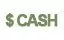 A green and white logo for cash out