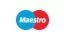 A blue and red logo for maestro.